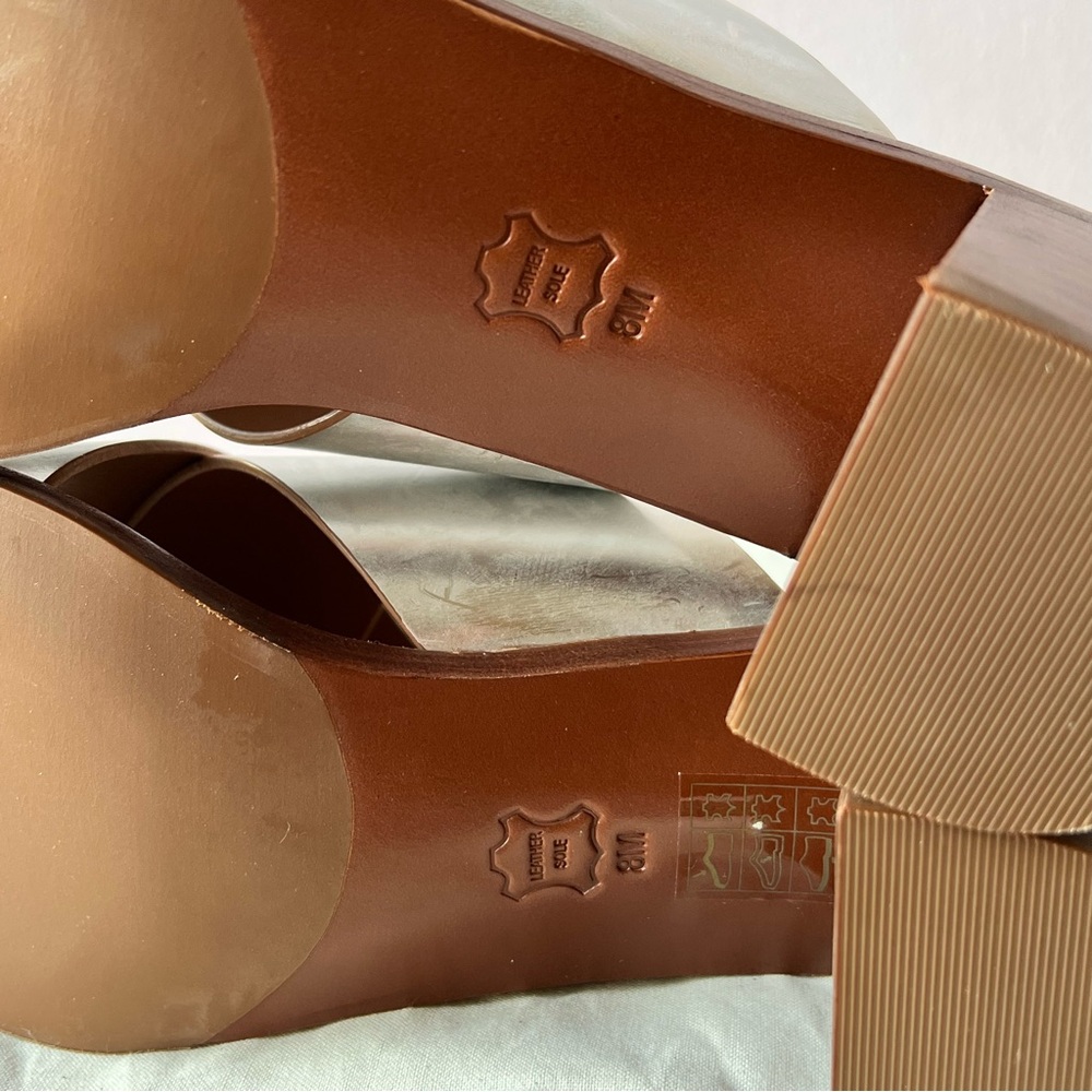 TORY BURCH SILVER METALLIC MONTROSE STACKED BLOCK HEEL SLIDE SANDALS BRAND NEW - Picture 13 of 16